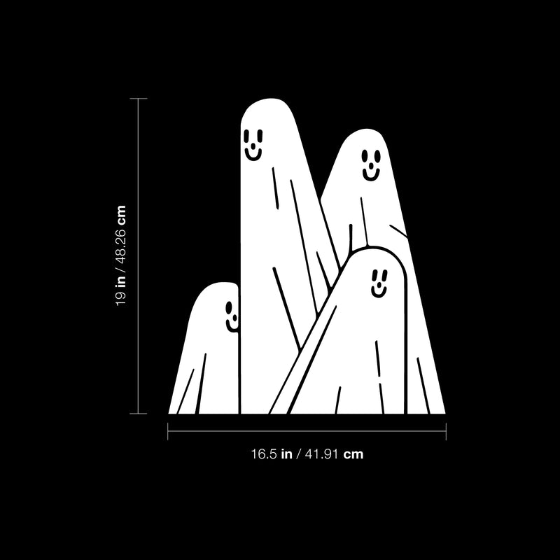 Vinyl Wall Art Decal - Happy Three Ghost - 19" x 16.5" - Trendy Cute Fun Halloween Season Design Sticker For Home Family Room Windows Entry Doors Office Coffee Shop School Spooky Decor 4