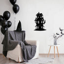 Vinyl Wall Art Decal - Haunted House - 25" x 17" - Spooky Mansion Design Seasonal Halloween Quote Sticker For Entryway Storefront Office Living Room Scary Spooky Decor 2