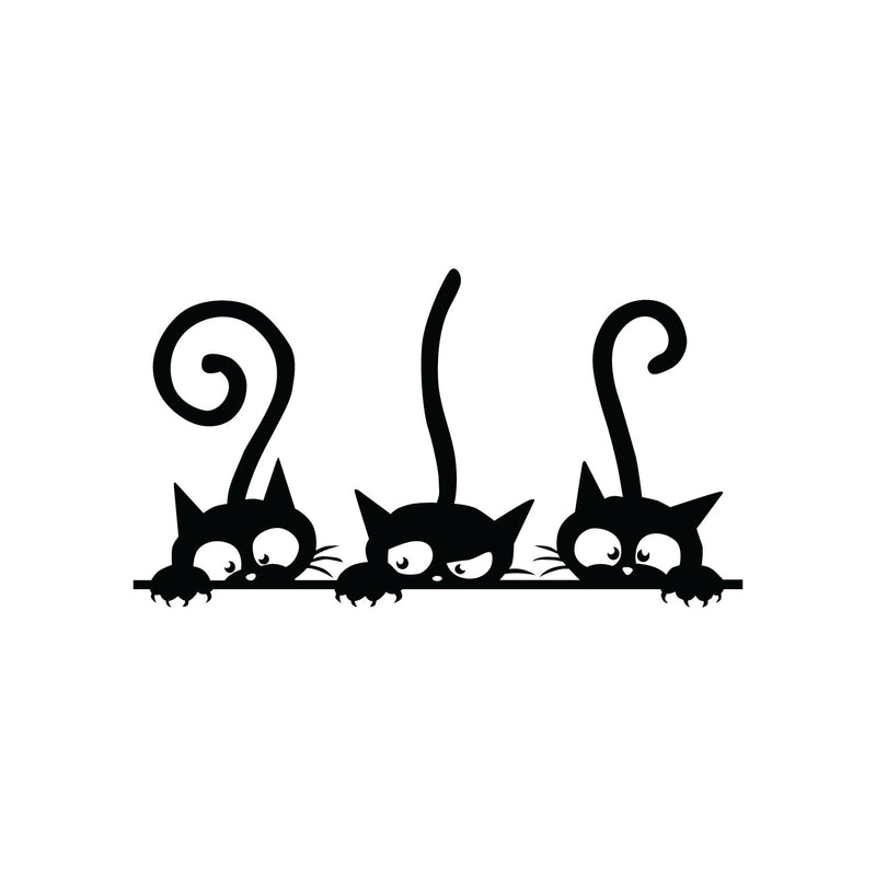 Vinyl Wall Art Decal - Halloween 3 Curious Cats - 15" x 27" - Trendy Lovely Funny Seasonal Design Sticker For Home Family Room Windows Entry Doors Office Coffee Shop School Spooky Decor 1
