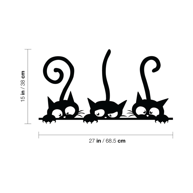 Vinyl Wall Art Decal - Halloween 3 Curious Cats - 15" x 27" - Trendy Lovely Funny Seasonal Design Sticker For Home Family Room Windows Entry Doors Office Coffee Shop School Spooky Decor 4