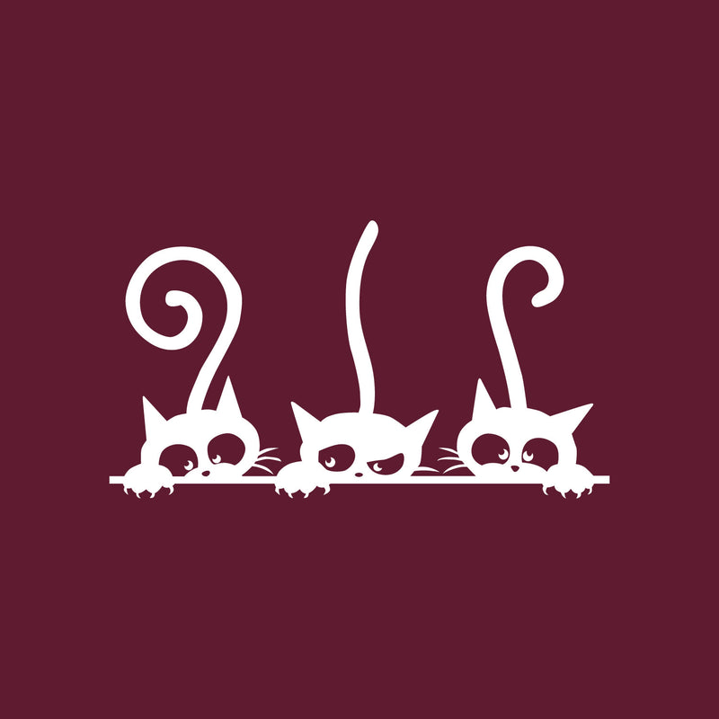 Vinyl Wall Art Decal - Halloween 3 Curious Cats - 15" x 27" - Trendy Lovely Funny Seasonal Design Sticker For Home Family Room Windows Entry Doors Office Coffee Shop School Spooky Decor 1