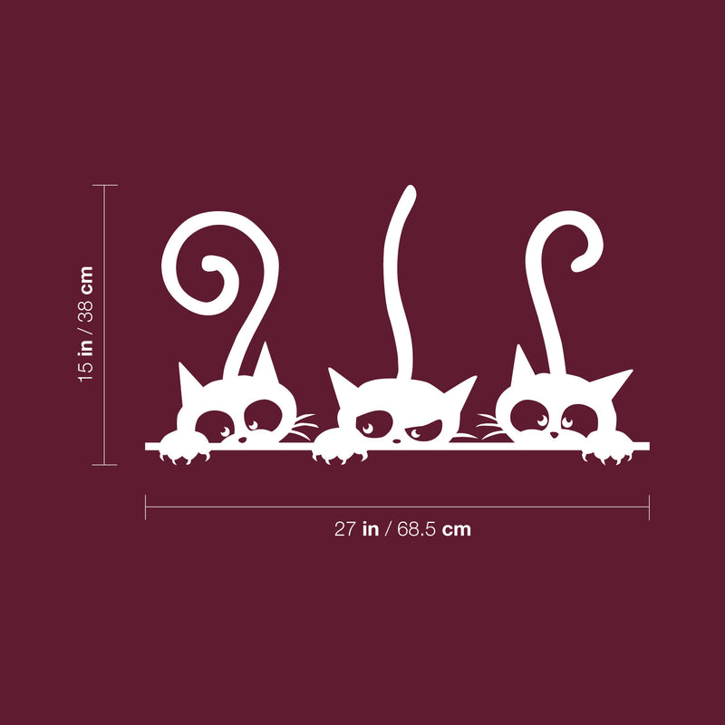 Vinyl Wall Art Decal - Halloween 3 Curious Cats - 15" x 27" - Trendy Lovely Funny Seasonal Design Sticker For Home Family Room Windows Entry Doors Office Coffee Shop School Spooky Decor 4