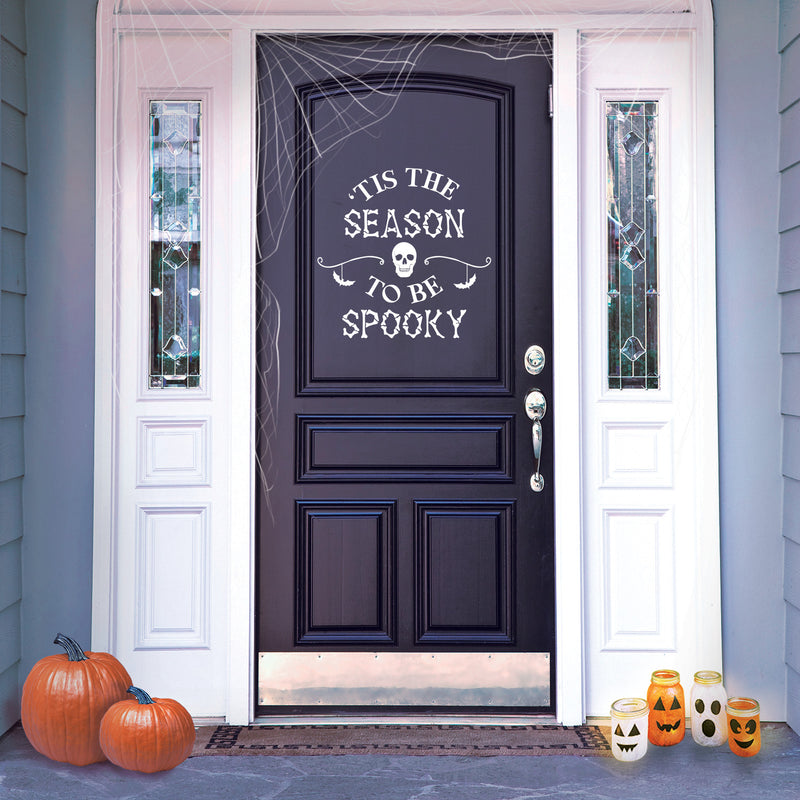 Vinyl Wall Art Decal - Tis This Season To Be Spooky  - 20" x 20" - Skull Design Seasonal Halloween Quote Sticker For Entryway Storefront Office Living Room Scary Spooky Decor 3