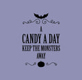 Vinyl Wall Art Decal - A Candy A Day Keeps The Monsters Away - Pumpkin Design Seasonal Halloween Quote Sticker For Entryway Storefront Office Living Room Scary Spooky Decor 1