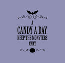 Vinyl Wall Art Decal - A Candy A Day Keeps The Monsters Away - 22" x 15" - Pumpkin Design Seasonal Halloween Quote Sticker For Entryway Storefront Office Living Room Scary Spooky Decor 1