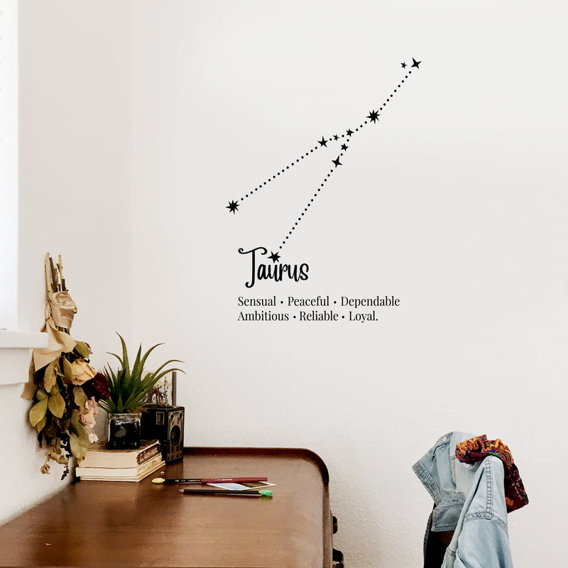 Vinyl Wall Art Decal - Taurus - Astrology Zodiac Sign Modern Inspirational Quote Sticker For Bedroom Living Room Home Office Constellation Decor 2