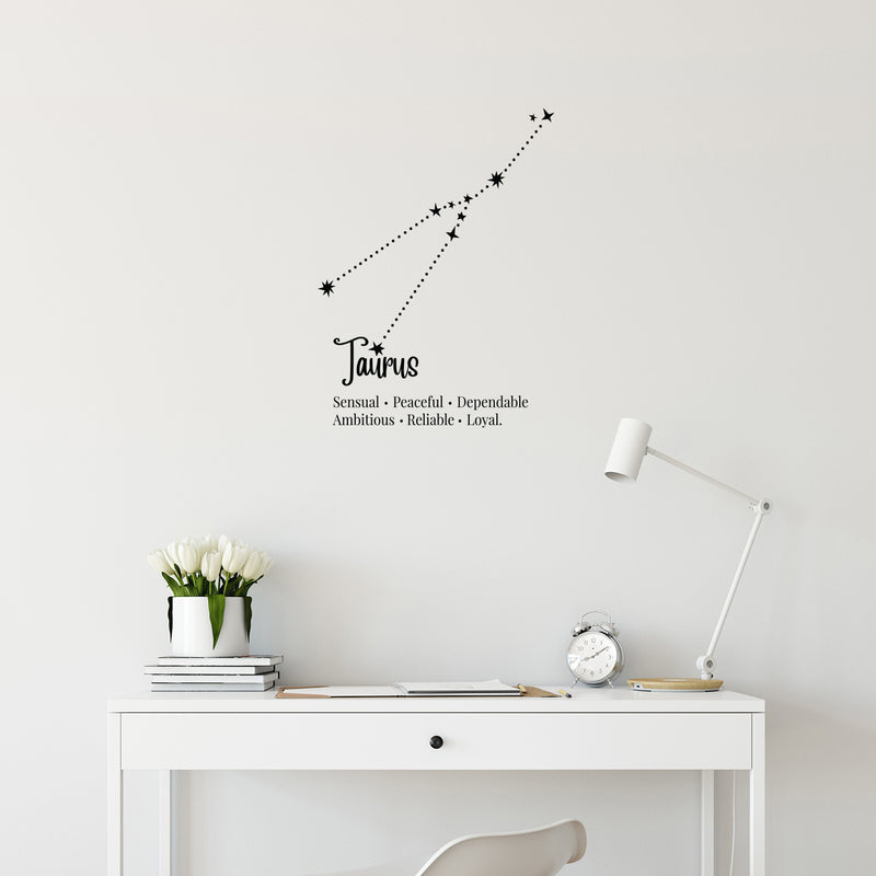 Vinyl Wall Art Decal - Taurus - 20" x 27" - Astrology Zodiac Sign Modern Inspirational Quote Sticker For Bedroom Living Room Home Office Constellation Decor 3