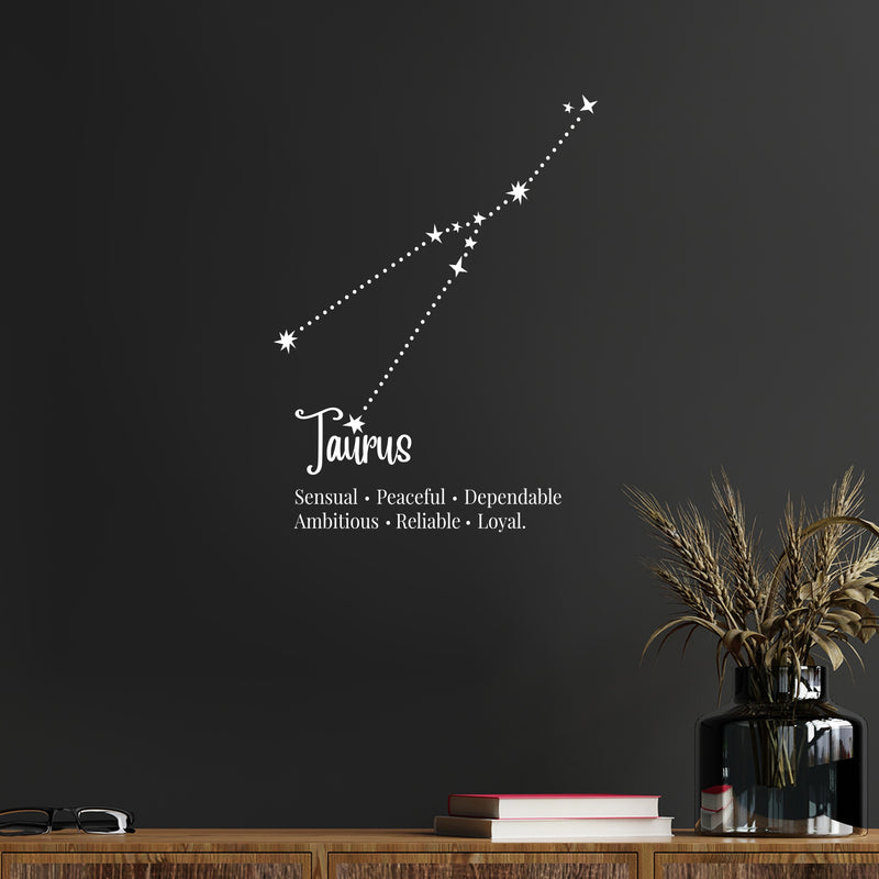 Vinyl Wall Art Decal - Taurus - 20" x 27" - Astrology Zodiac Sign Modern Inspirational Quote Sticker For Bedroom Living Room Home Office Constellation Decor 3