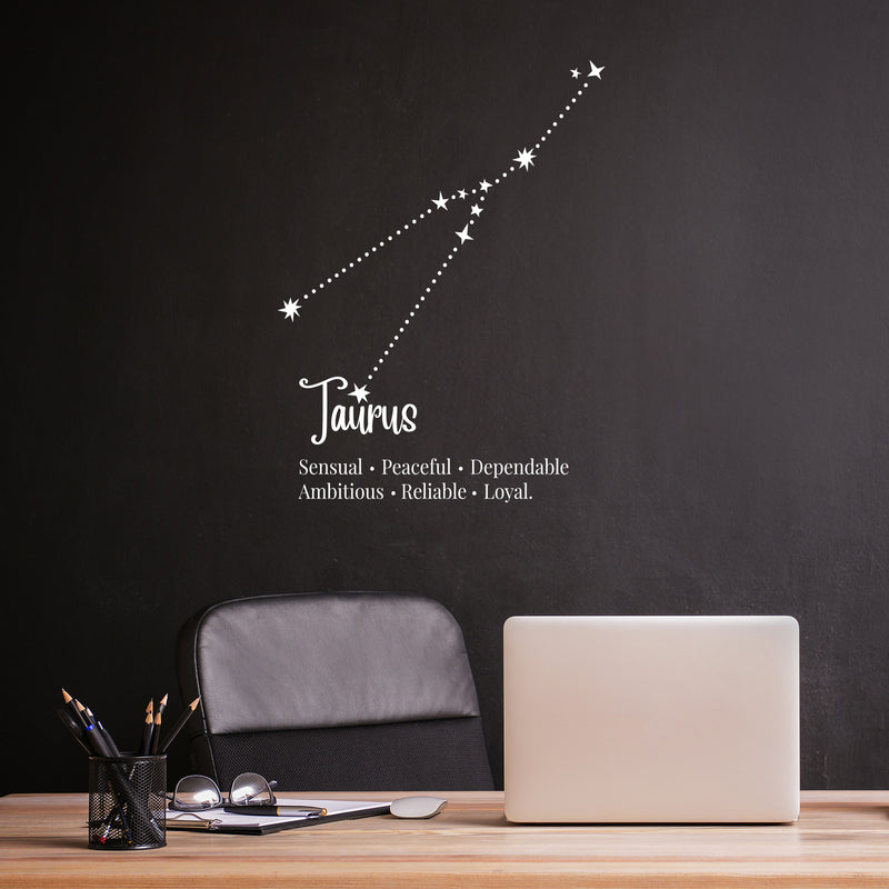 Vinyl Wall Art Decal - Taurus - 20" x 27" - Astrology Zodiac Sign Modern Inspirational Quote Sticker For Bedroom Living Room Home Office Constellation Decor 2