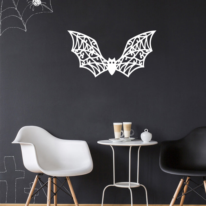 Vinyl Wall Art Decal - Bat Halloween - 28.5" x 15" - Seasonal Cute Shape Horror Sticker For Entryway Storefront Office Living Room Window School Classroom Scary Spooky Decor 3