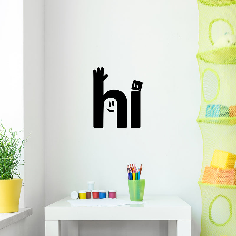 Vinyl Wall Art Decal - Hi Face - 14.5" x 12" - Trendy Inspirational Educational Back to School Design Sticker For Classroom Kids Room Home Kindergarten Funny Playroom Preschool Decor 3
