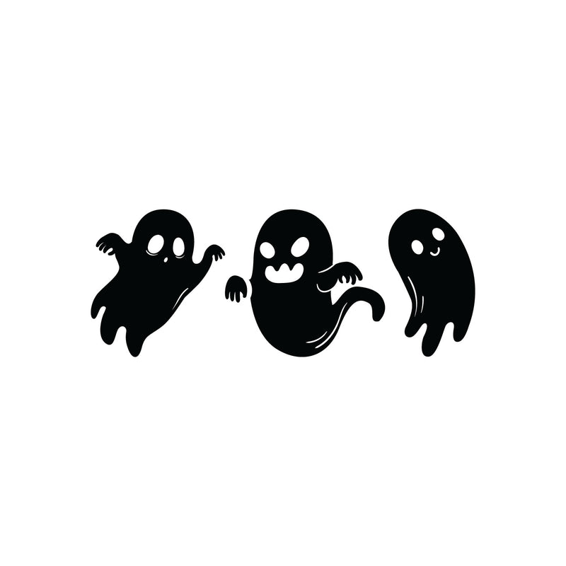 Vinyl Wall Art Decal - Ghost - 33" x 13" - Seasonal Cute Shape Horror Sticker For Entryway Storefront Office Living Room Window School Classroom Scary Spooky Decor 1