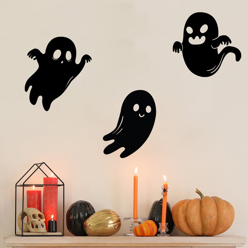 Vinyl Wall Art Decal - Ghost - Seasonal Cute Shape Horror Sticker For Entryway Storefront Office Living Room Kids Room Window School Classroom Scary Spooky Decor 3