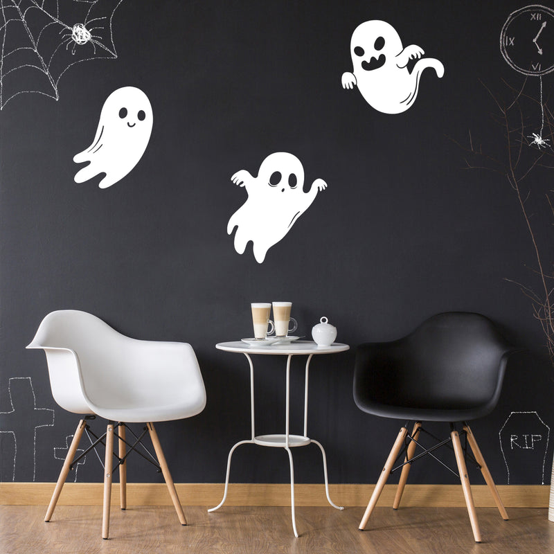 Vinyl Wall Art Decal - Ghost - 33" x 13" - Seasonal Cute Shape Horror Sticker For Entryway Storefront Office Living Room Window School Classroom Scary Spooky Decor 3