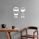 Vinyl Wall Art Decal - AM Coffee PM Wine - 15" x 16" - Trendy Funny Adult Design Sticker For Home Wine Cellar Kitchen Restaurant Bar Coffee Shop Liquor Storefront Coffee Shop Decor 3