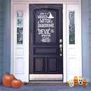 Vinyl Wall Art Decal - Home Of A Wicked Witch A Handsome Devil And Little Monsters - 22" x 37.5" - Seasonal Halloween Quote Sticker For Family Home Entryway Living Room Scary Spooky Decor 2