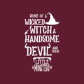 Vinyl Wall Art Decal - Home Of A Wicked Witch A Handsome Devil And Little Monsters - 22" x 37.5" - Seasonal Halloween Quote Sticker For Family Home Entryway Living Room Scary Spooky Decor 1