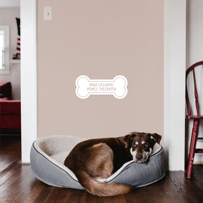 Vinyl Wall Art Decal - Dogs Welcome Humans Tolerated - 9" x 20" - Modern Inspirational Quote Dog Bone Shape Sticker For Home Vet Office Bedroom Living Room Decor 3