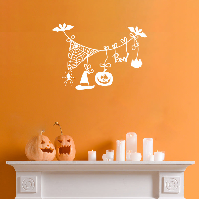 Vinyl Wall Art Decal - Web Boo - 30" x 21" - Scary Pumpkin Face Seasonal Quote Sticker For Entryway Storefront Office Living Room Horror Spooky Decor 4