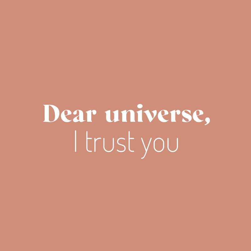 Vinyl Wall Art Decal - Dear Universe I Trust You - 8" x 25" - Trendy Motivational Good Vibes Quote Sticker For Home Bedroom Living Room School Office Coffee Shop Storefront Decor 1