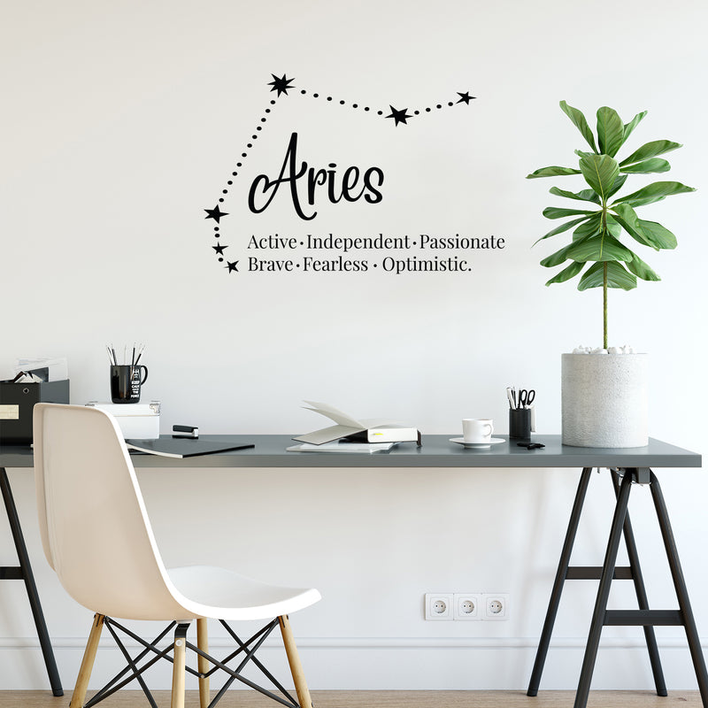 Vinyl Wall Art Decal - Aries - 18" x 27" - Zodiac Constellation Modern Inspirational Astrology Quote Sticker For Home Office Bedroom Closet Mirror Living Room Decor 2