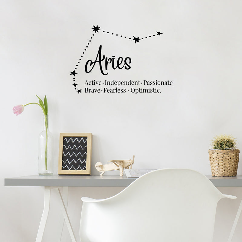 Vinyl Wall Art Decal - Aries - Zodiac Signs Gothic Modern Inspirational Astrology Quote Sticker For Bedroom Living Room Closet Home Office Dorm Room Decor 3