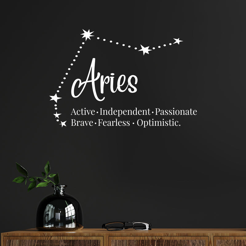 Vinyl Wall Art Decal - Aries - 18" x 27" - Zodiac Constellation Modern Inspirational Astrology Quote Sticker For Home Office Bedroom Closet Mirror Living Room Decor 2