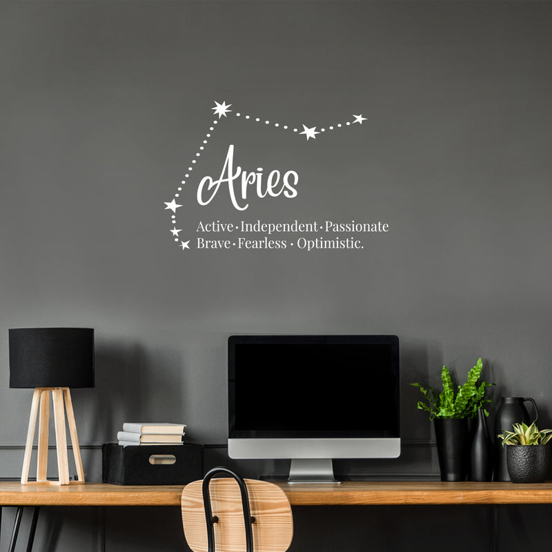 Vinyl Wall Art Decal - Aries - 18" x 27" - Zodiac Constellation Modern Inspirational Astrology Quote Sticker For Home Office Bedroom Closet Mirror Living Room Decor 3