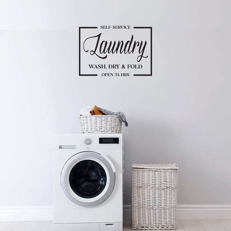 Vinyl Wall Art Decal - Self Service Laundry - 20" x 29" - Trendy Funny Lovely Quote Sticker For Home Bathroom Laundry Room Washing Space Laundry Business Storefront Decor 2