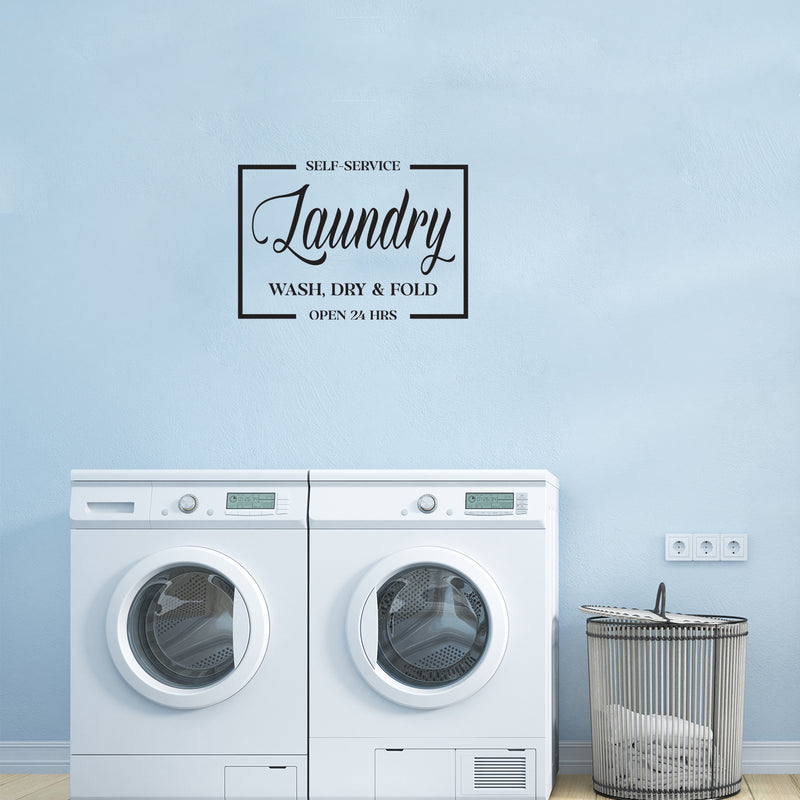 Vinyl Wall Art Decal - Self Service Laundry - 20" x 29" - Trendy Funny Lovely Quote Sticker For Home Bathroom Laundry Room Washing Space Laundry Business Storefront Decor 3