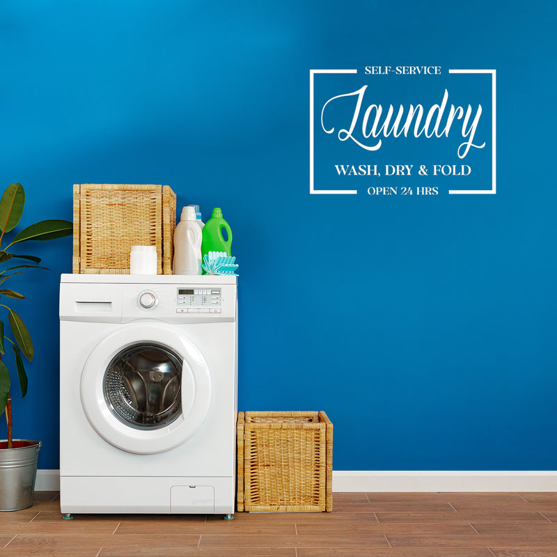 Vinyl Wall Art Decal - Self Service Laundry - Trendy Funny Lovely Quote Sticker For Home Bathroom Laundry Room Washing Space Laundry Business Storefront Decor 5