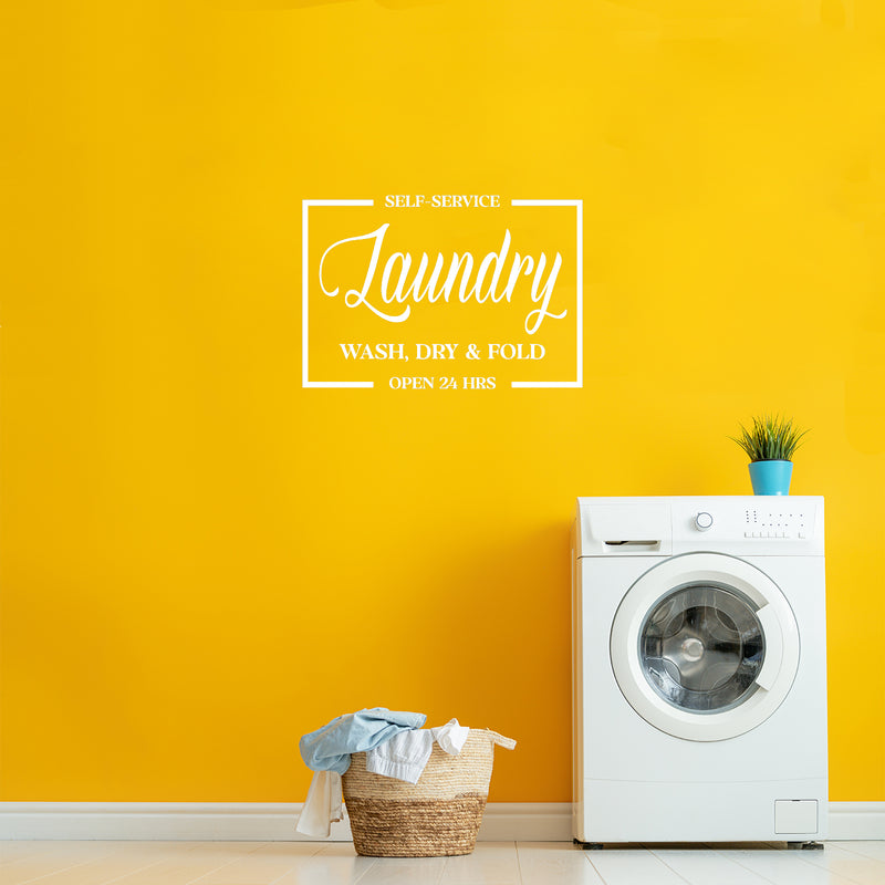 Vinyl Wall Art Decal - Self Service Laundry - 20" x 29" - Trendy Funny Lovely Quote Sticker For Home Bathroom Laundry Room Washing Space Laundry Business Storefront Decor 3