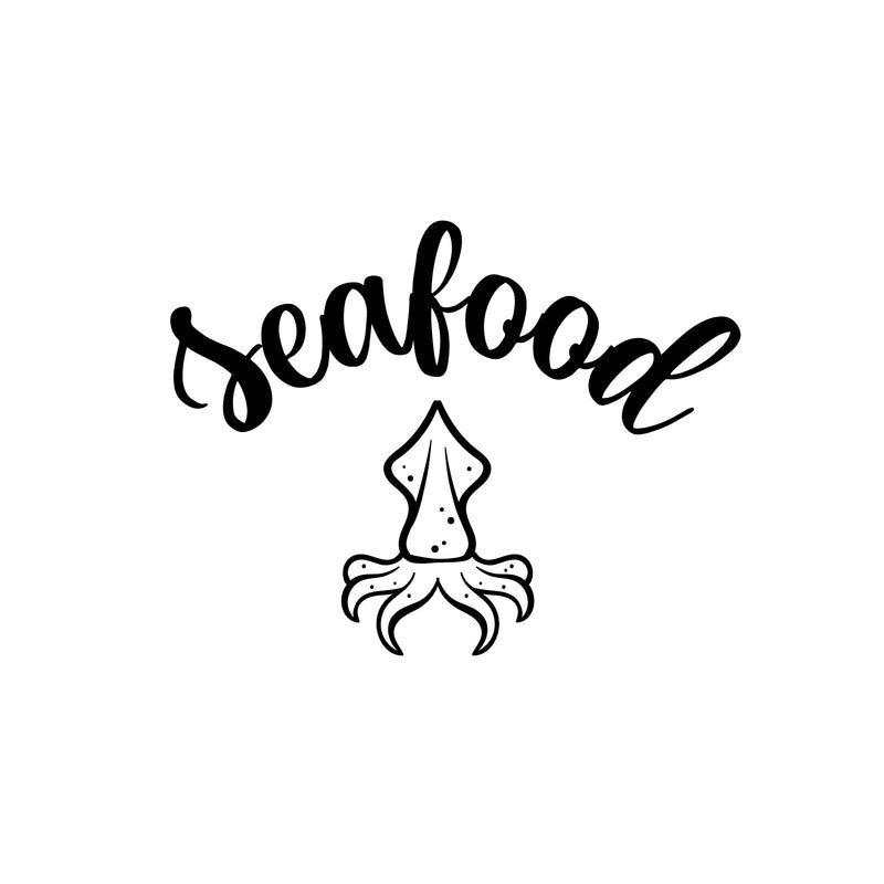 Vinyl Wall Art Decal - Seafood - 16.5" x 21.5" - Modern Inspirational Quote Octopus Design Sticker for Home Kitchen Window Restaurant Storefront Decor 1