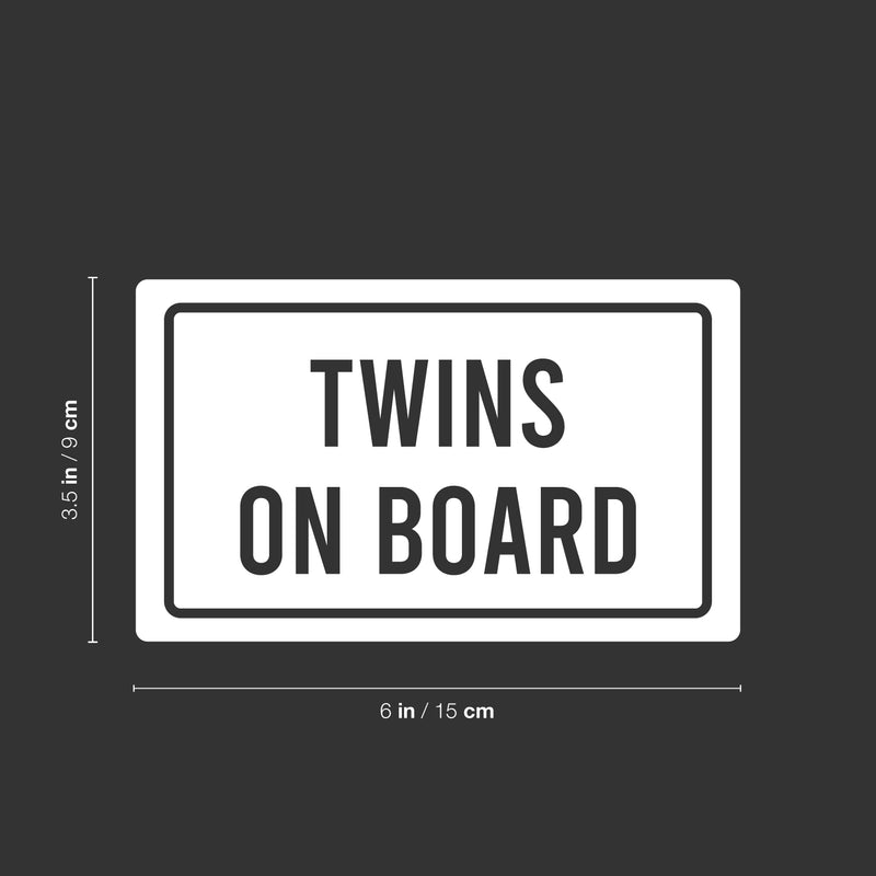 Vinyl Wall Art Decal - Twins On Board - 3.5" x 6" - Safety Rectangle Sign Design Modern Baby Quote Sticker For Car Window Kids In Family Minivan Cars Decor 4