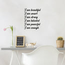 Vinyl Wall Art Decal - I Am Beautiful I Am Smart I Am Strong - 21.5" x 16.5" - Modern Lovely Inspiring Self Esteem Quote Sticker For Home Bedroom Closet Playroom Classroom Office Decor 2