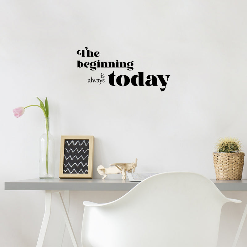 Vinyl Wall Art Decal - The Beginning Is Always Today - Trendy Motivating Positive Lifestyle Quote Sticker For Home Bedroom Living Room School Office Gym Fitness Decor 2