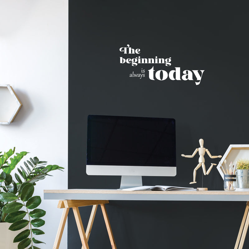 Vinyl Wall Art Decal - The Beginning Is Always Today - 12" x 25" - Trendy Motivating Positive Lifestyle Quote Sticker For Home Bedroom Living Room School Office Gym Fitness Decor 2