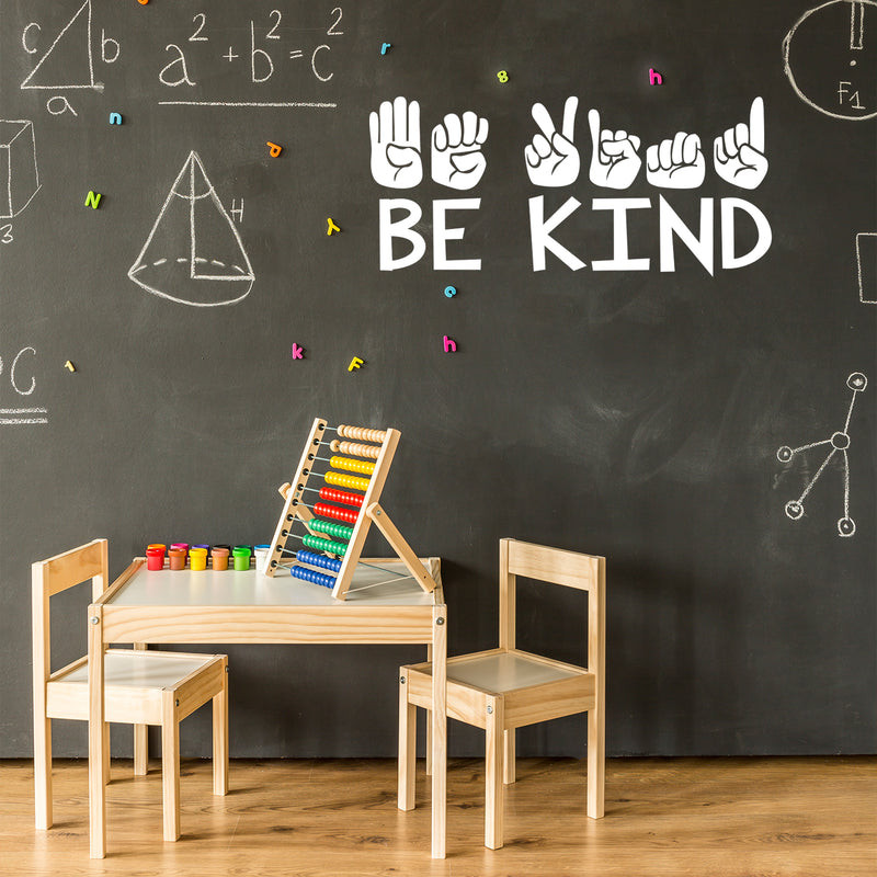 Vinyl Wall Art Decal - Be kind - 17" x 35" - Modern Motivational Positive Quote Sign language Design Sticker For Home Office Kids Room Bedroom School Classroom Playroom Decor 2