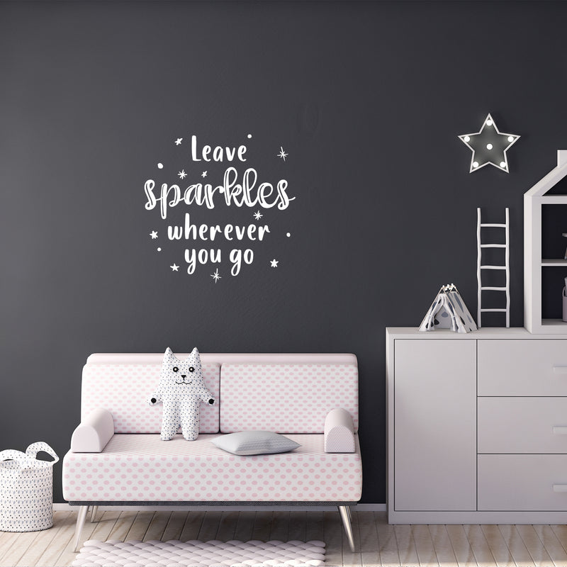 Vinyl Wall Art Decal - Leave Sparkles Wherever You Go - 11" x 11" - Trendy Lovely Motivating Fun Positive Quote Sticker For Home Kids  Bedroom Playroom Daycare Classroom Kindergarten Decor 2