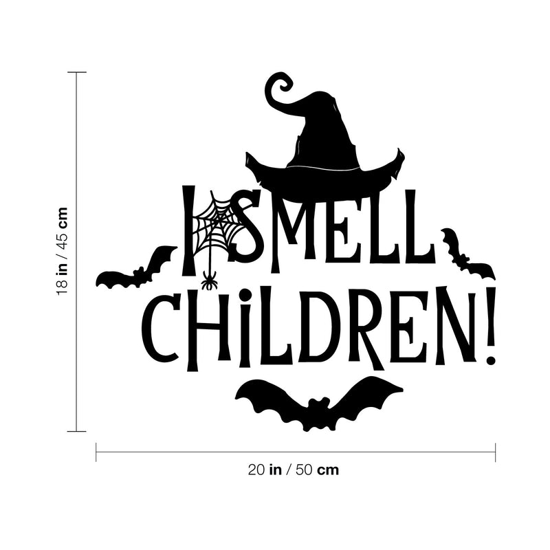 Vinyl Wall Art Decal - I Smell Children! - Trendy Funny Halloween Witch Hat Design Sticker For Home Living Room Windows Doors Storefront Office Coffee Shop Spooky Decor 4