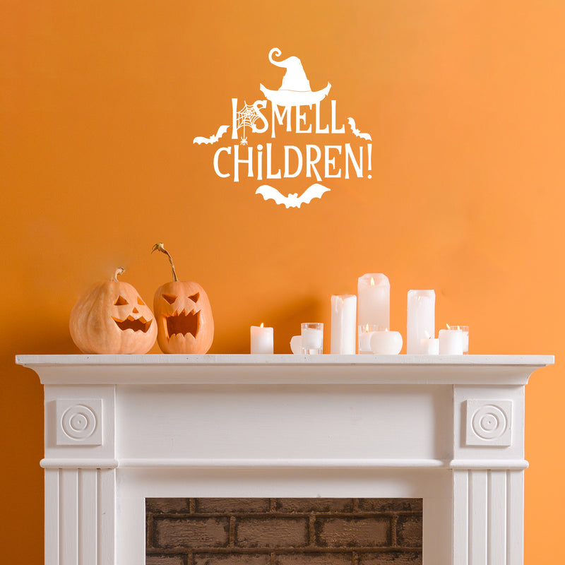 Vinyl Wall Art Decal - I Smell Children! - Trendy Funny Halloween Witch Hat Design Sticker For Home Living Room Windows Doors Storefront Office Coffee Shop Spooky Decor 5