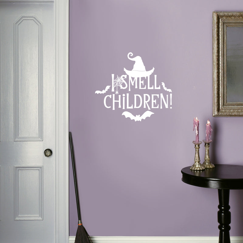 Vinyl Wall Art Decal - I Smell Children! - 18" x 20" - Trendy Funny Halloween Cool Witch Hat Design Sticker For Home Living Room Windows Doors Storefront Office Coffee Shop Spooky Decor 2