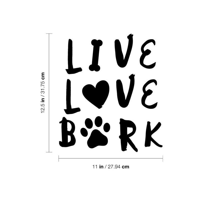 Vinyl Wall Art Decal - Love Live Bark - 12. Modern Cute Quote Sticker Dog Footprint Shape For Pet Lovers Home Office Bedroom Store Living Room Decor 4
