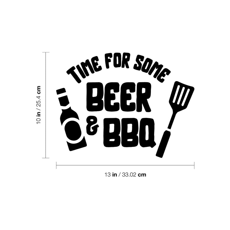 Vinyl Wall Art Decal - Time For Some Beer And BBQ - Trendy Sarcastic Adult Drink Quote Sticker Bottle Spatula Shape For Kitchen Restaurant Home Bar Brewery Decor 4