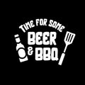 Vinyl Wall Art Decal - Time For Some Beer And BBQ - 10" x 13" - Trendy Sarcastic Adult Drink Quote Sticker Bottle Spatula Shape For Kitchen Restaurant Home Bar Brewery Decor 1