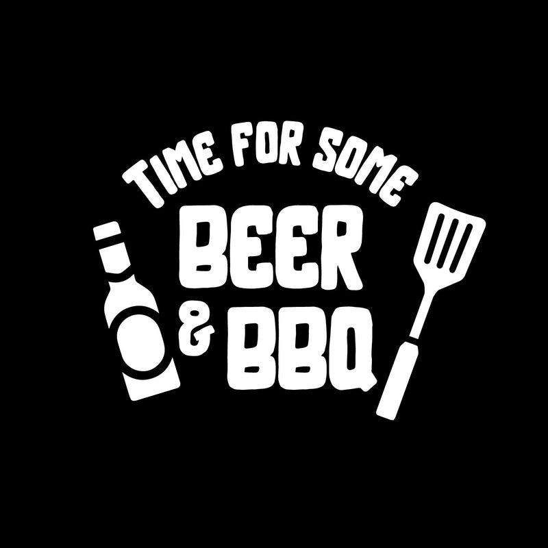 Vinyl Wall Art Decal - Time For Some Beer And BBQ - 10" x 13" - Trendy Sarcastic Adult Drink Quote Sticker Bottle Spatula Shape For Kitchen Restaurant Home Bar Brewery Decor 1