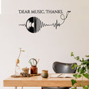 Vinyl Wall Art Decal - Dear Music Thanks- 20" x 19" - Trendy Musical Notes Icons Design Quote Sticker For Home Bedroom Living Room Office Coffee Shop Storefront Decor 2