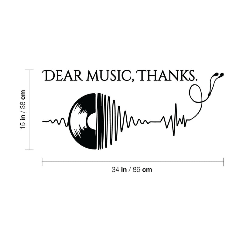 Vinyl Wall Art Decal - Dear Music Thanks- Trendy Musical Notes Icons Design Quote Sticker For Home Bedroom Living Room Office Coffee Shop Storefront Decor 4