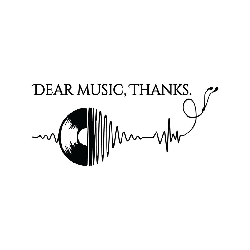 Vinyl Wall Art Decal - Dear Music Thanks- Trendy Musical Notes Icons Design Quote Sticker For Home Bedroom Living Room Office Coffee Shop Storefront Decor 1