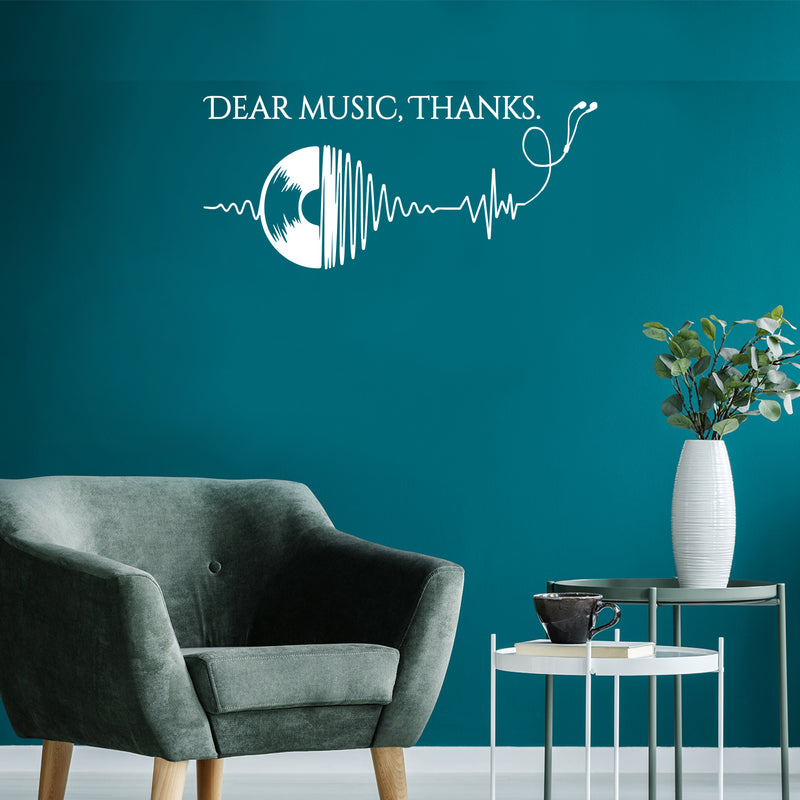 Vinyl Wall Art Decal - Dear Music Thanks- Trendy Musical Notes Icons Design Quote Sticker For Home Bedroom Living Room Office Coffee Shop Storefront Decor 5